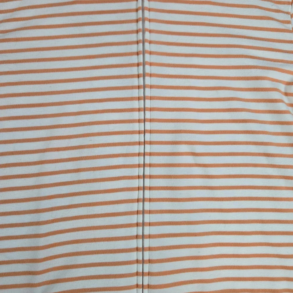 90s Vintage Talbots White Peach Orange Stripe Full Zip Mock Neck Sweater Size 1X